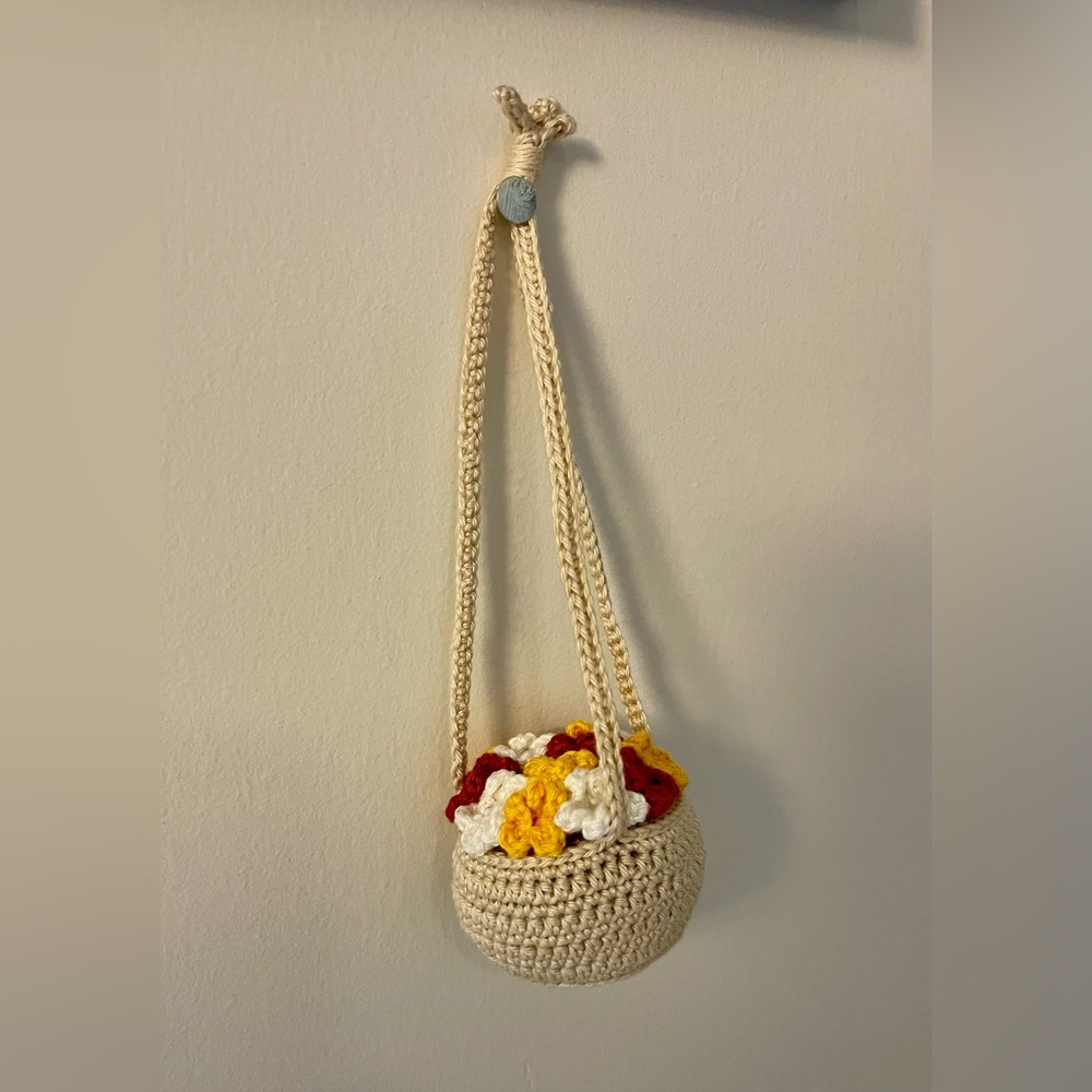 Handcrafted Crochet Hanging Flower Pot Decor Home Car Accessories